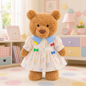 Large Bartholomew Bear & 16" Plush Clothes Outfit - Rainbow Bow Princess Dress